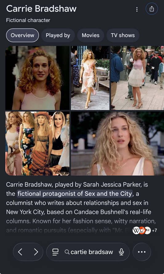 Did Carrie Bradsaw ruin me?...7.12.26